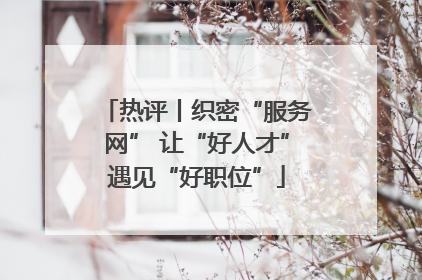 热评丨织密“服务网” 让“好人才”遇见“好职位”