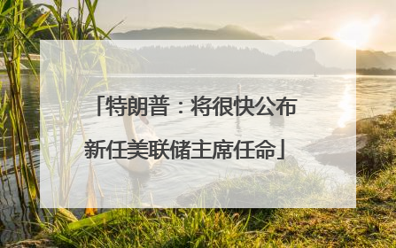 特朗普：将很快公布新任美联储主席任命