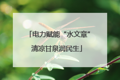 电力赋能“水文章” 清凉甘泉润民生
