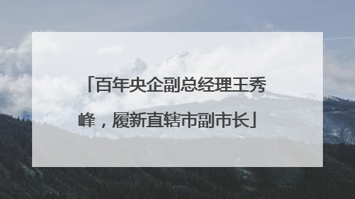 百年央企副总经理王秀峰，履新直辖市副市长