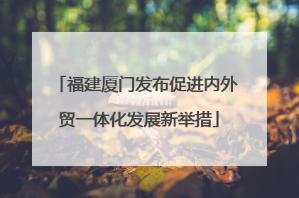福建厦门发布促进内外贸一体化发展新举措