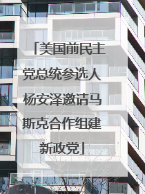 美国前民主党总统参选人杨安泽邀请马斯克合作组建新政党