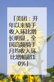 美团：开年以来骑手收入环比增长明显，全国高频骑手月均收入环比增幅超10%