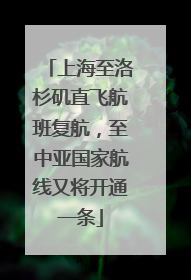上海至洛杉矶直飞航班复航，至中亚国家航线又将开通一条