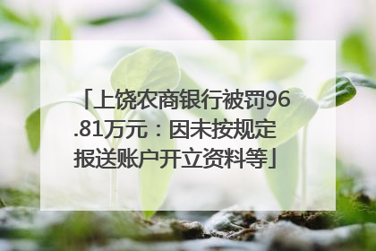 上饶农商银行被罚96.81万元：因未按规定报送账户开立资料等