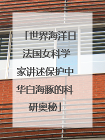 世界海洋日 法国女科学家讲述保护中华白海豚的科研奥秘