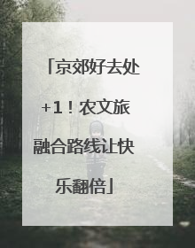京郊好去处+1！农文旅融合路线让快乐翻倍
