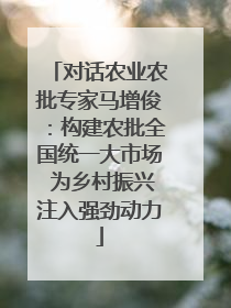 对话农业农批专家马增俊：构建农批全国统一大市场 为乡村振兴注入强劲动力