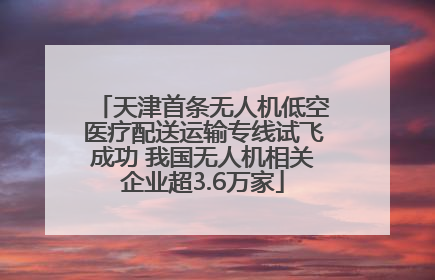 天津首条无人机低空医疗配送运输专线试飞成功 我国无人机相关企业超3.6万家