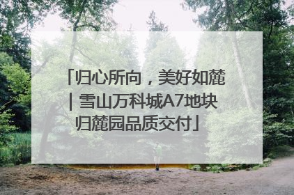 归心所向，美好如麓｜雪山万科城A7地块归麓园品质交付