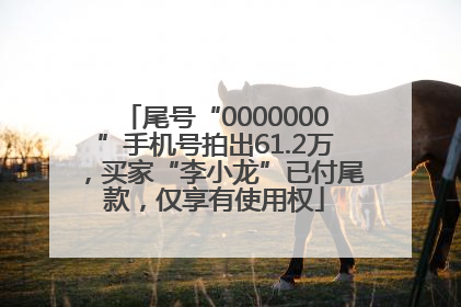 尾号“0000000”手机号拍出61.2万，买家“李小龙”已付尾款，仅享有使用权