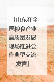 山东在全国粮食产业高质量发展现场推进会作典型交流发言