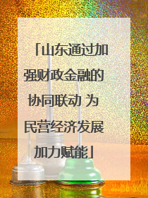 山东通过加强财政金融的协同联动 为民营经济发展加力赋能