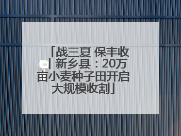 战三夏 保丰收丨新乡县：20万亩小麦种子田开启大规模收割
