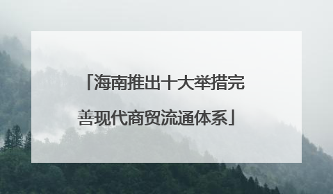 海南推出十大举措完善现代商贸流通体系