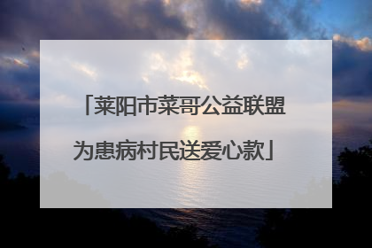 莱阳市菜哥公益联盟为患病村民送爱心款