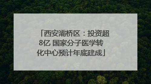 西安灞桥区：投资超8亿 国家分子医学转化中心预计年底建成