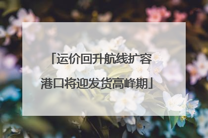运价回升航线扩容 港口将迎发货高峰期