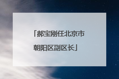 郝宝刚任北京市朝阳区副区长