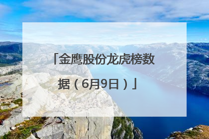 金鹰股份龙虎榜数据（6月9日）
