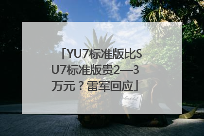 YU7标准版比SU7标准版贵2—3万元？雷军回应